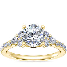 Romantic Round and Pear Cluster Diamond Engagement Ring in 18k Yellow Gold (1/3 ct. tw.)